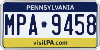 PA license plate MPA9458