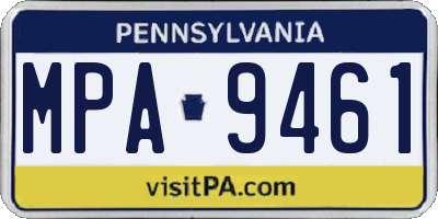 PA license plate MPA9461