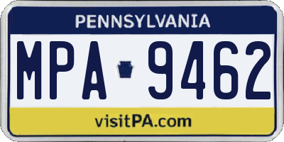 PA license plate MPA9462