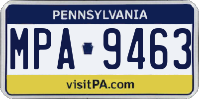 PA license plate MPA9463