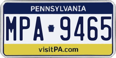 PA license plate MPA9465