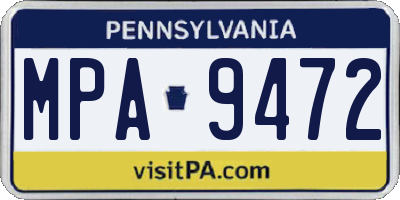 PA license plate MPA9472