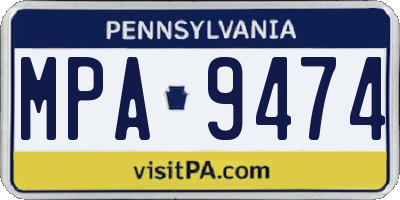 PA license plate MPA9474