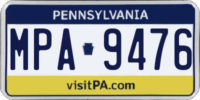 PA license plate MPA9476