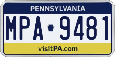 PA license plate MPA9481