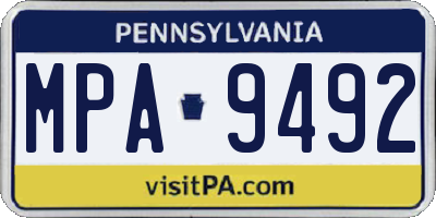 PA license plate MPA9492