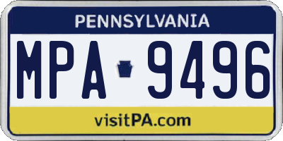 PA license plate MPA9496