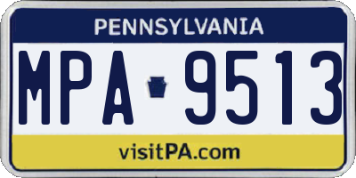 PA license plate MPA9513