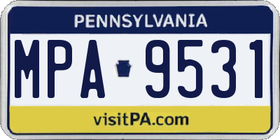 PA license plate MPA9531