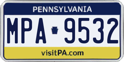 PA license plate MPA9532