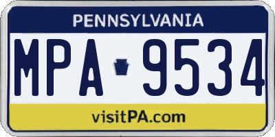 PA license plate MPA9534