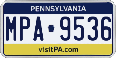 PA license plate MPA9536