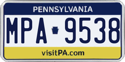 PA license plate MPA9538