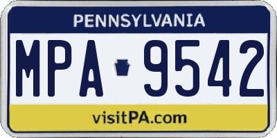 PA license plate MPA9542