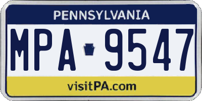 PA license plate MPA9547