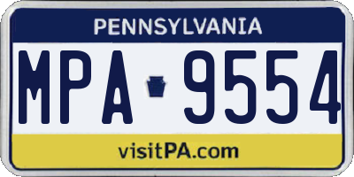 PA license plate MPA9554