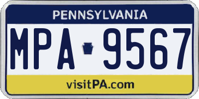 PA license plate MPA9567