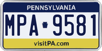 PA license plate MPA9581