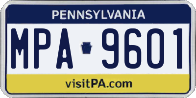 PA license plate MPA9601