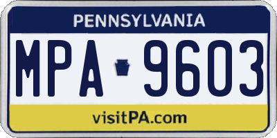 PA license plate MPA9603