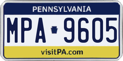 PA license plate MPA9605