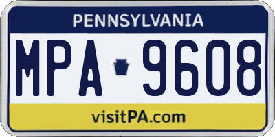 PA license plate MPA9608