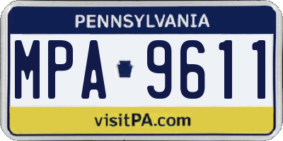 PA license plate MPA9611