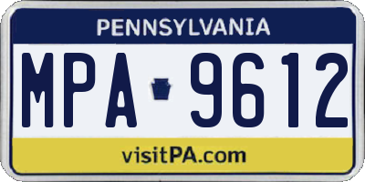 PA license plate MPA9612
