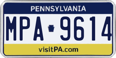 PA license plate MPA9614