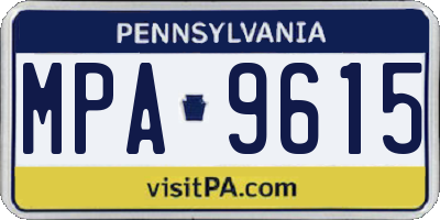 PA license plate MPA9615