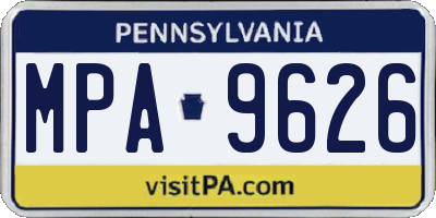 PA license plate MPA9626