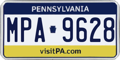 PA license plate MPA9628