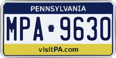 PA license plate MPA9630