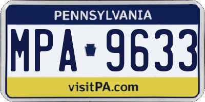 PA license plate MPA9633