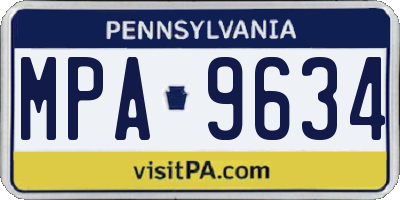 PA license plate MPA9634
