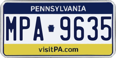 PA license plate MPA9635