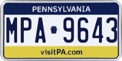 PA license plate MPA9643