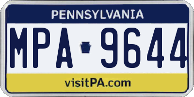 PA license plate MPA9644