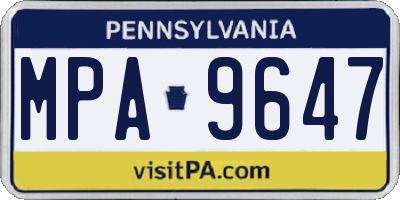 PA license plate MPA9647