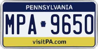 PA license plate MPA9650