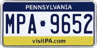 PA license plate MPA9652