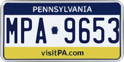 PA license plate MPA9653