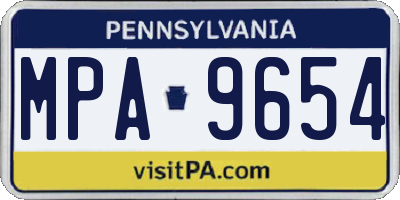 PA license plate MPA9654