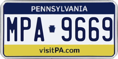 PA license plate MPA9669