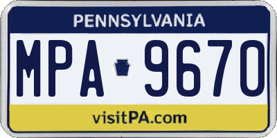PA license plate MPA9670