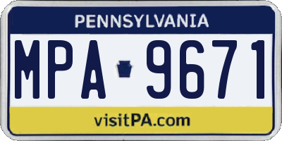 PA license plate MPA9671