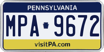 PA license plate MPA9672