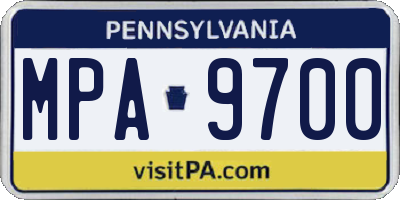 PA license plate MPA9700