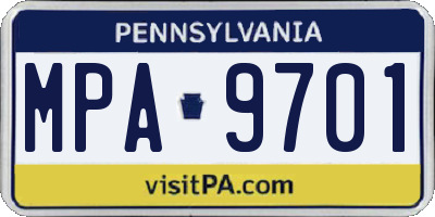 PA license plate MPA9701