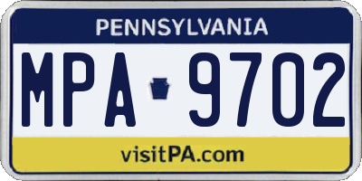 PA license plate MPA9702
